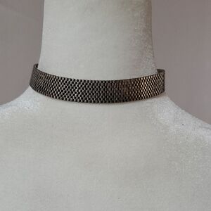 Agnes Citro Metallic Checkered Choker Necklace